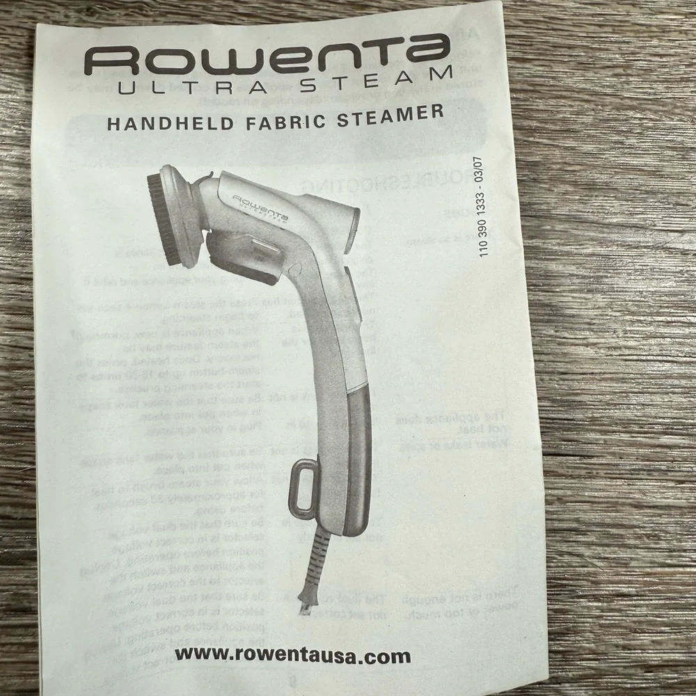 Rowenta Clothing Steamer Wrinkle-Free Fast Luxury Fabric Care Travel-Ready Fresh
